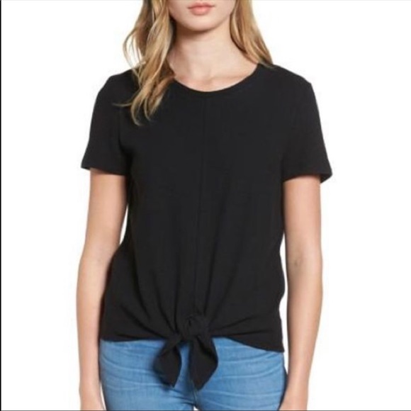 Madewell Black Tie Front Tee - Size XS - Picture 2 of 6